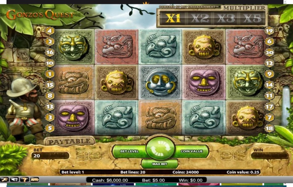 Low Wagering casinos features many of the most popular slot games, like Gonzo's Quest.