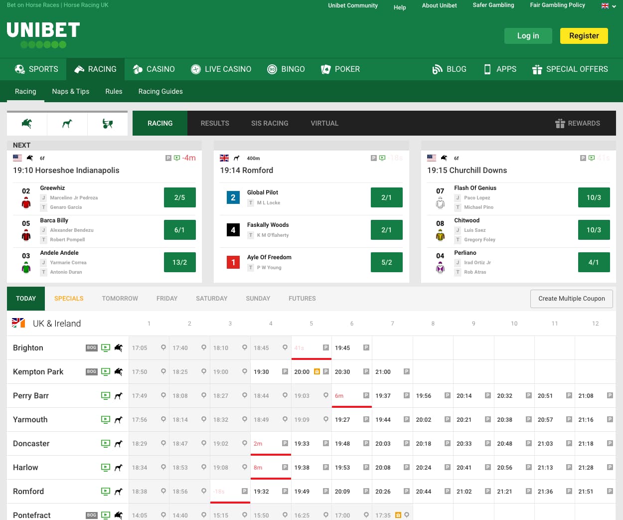 Unibet is one of the best bookies for horse racing.