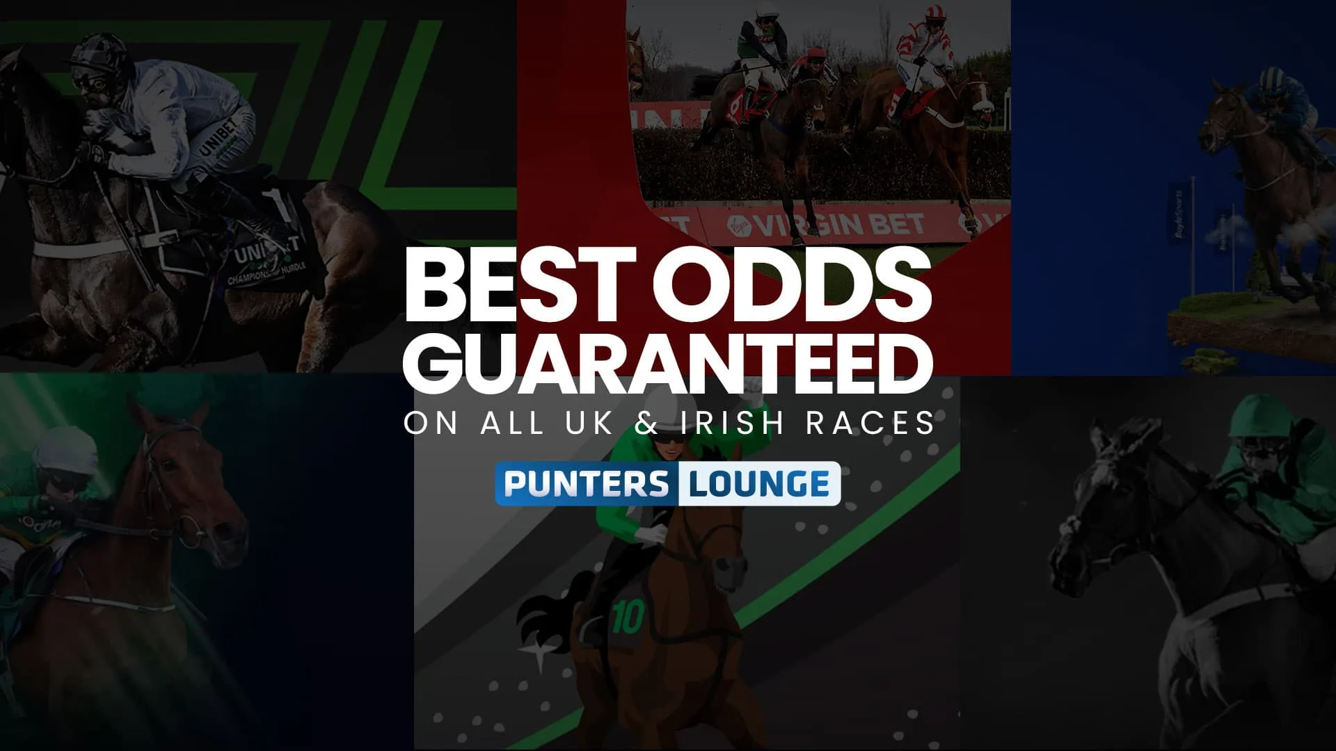 Best-Odds-Guaranteed-Bookmakers-Desktop-Image Promotional banner for Punters Lounge highlighting "Best Odds Guaranteed Bookmakers" on all UK and Irish horse races. The banner features images of jockeys racing, emphasizing guaranteed best odds for bettors. The Punters Lounge logo is centrally placed, appealing to racing enthusiasts looking for top bookmakers offering best odds guarantees.