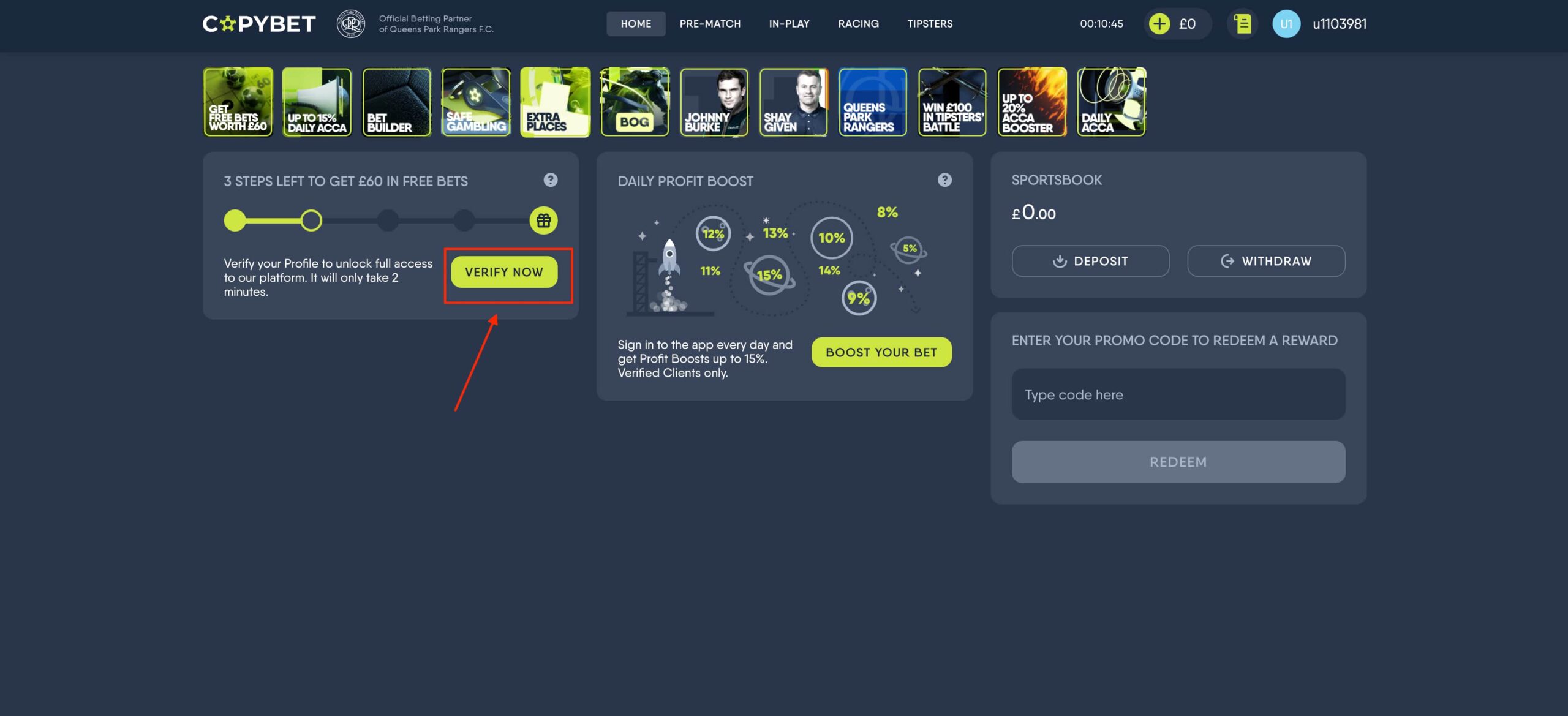 Verify your account by providing your driving licence and taking a face scan.
