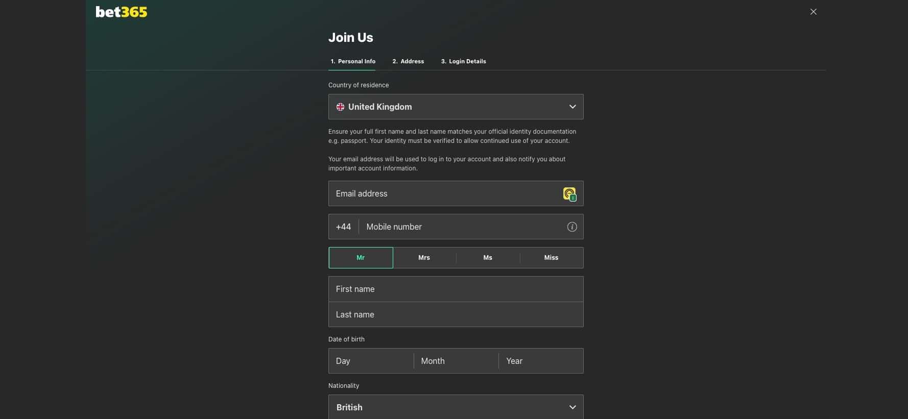 Enter your personal information
