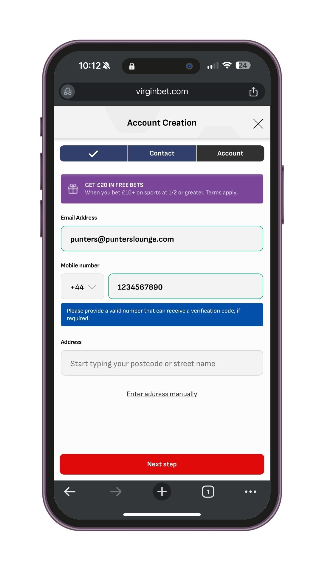 Enter your contact details