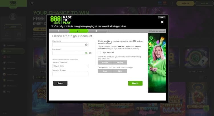 Create a secure username and password