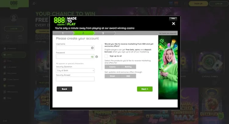 Create a secure username and password