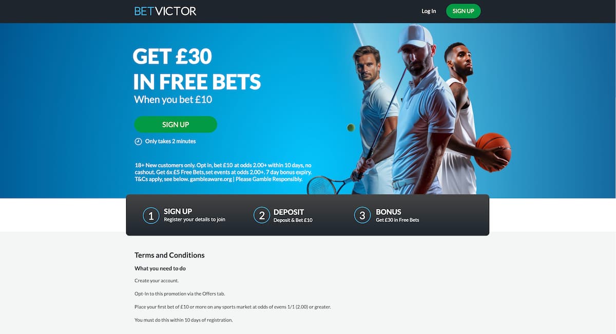 Visit the BetVictor Sportsbook and Press SIGN UP