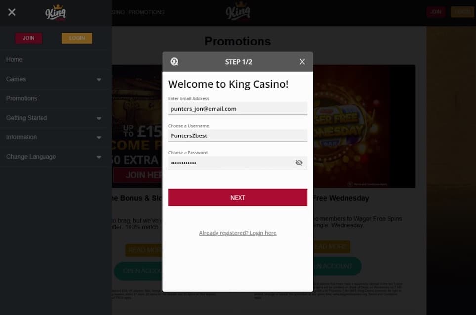 Enter Email Address & Create a Username