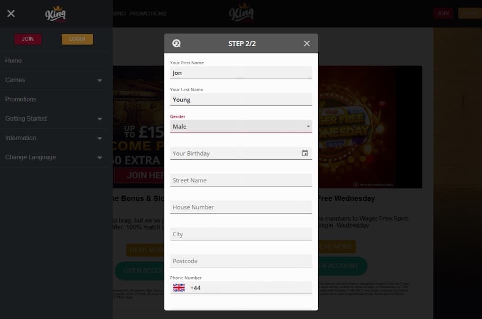 Provide Personal Details & Enter a Bonus Code