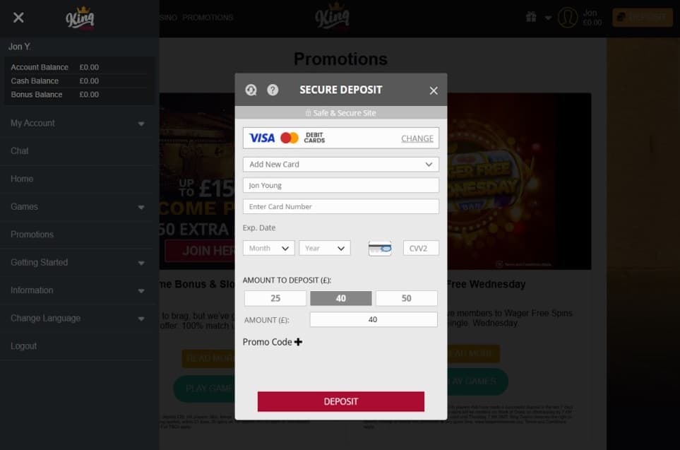 Opt Into Bonus & Make a Secure Deposit
