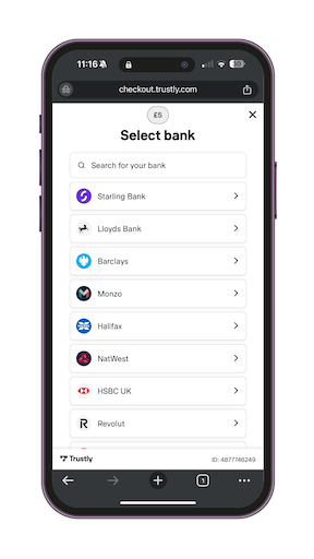 Select Your UK Bank from the List