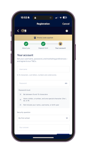 William Hill Review - Set Account Details