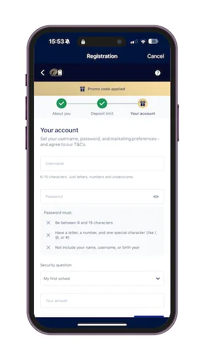 William Hill Review - Set Account Details