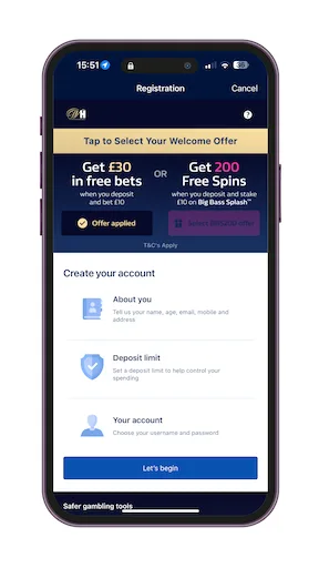 William Hill Review - Offer Selection