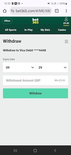 Ensure you’re happy with the withdrawal method, then enter how much you want to cash out.
