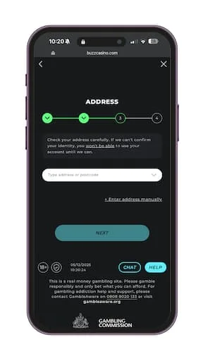buzz-casino-review-address Buzz Casino Review - Enter your address