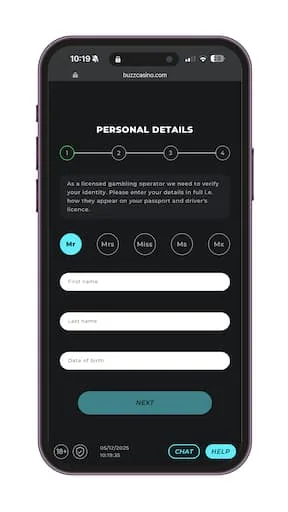 buzz-casino-review-personal-details Buzz Casino Review - Enter your personal details